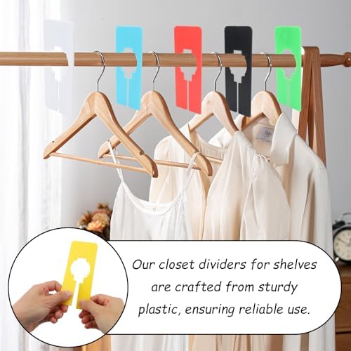 9 Pcs Closet Rack Dividers - 8 Colors Rectangular Plastic Hanging Clothing Hanger Dividers with Bonus Marker, Writable Reusable Closet Separators for Wardrobe Sorting Clothes Size Color Brand - Image 4