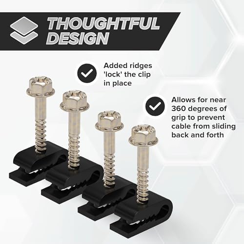 THE CIMPLE CO Mini Screw-in Cable Clips and Fasteners - Indoor/Outdoor Single Screw Clips - 3mm Wire Clamps for Fiber Optic Cables and Thermostat, Ground Wires - 3 mm (1/10 Inch), Black, 10 PCS - Image 4