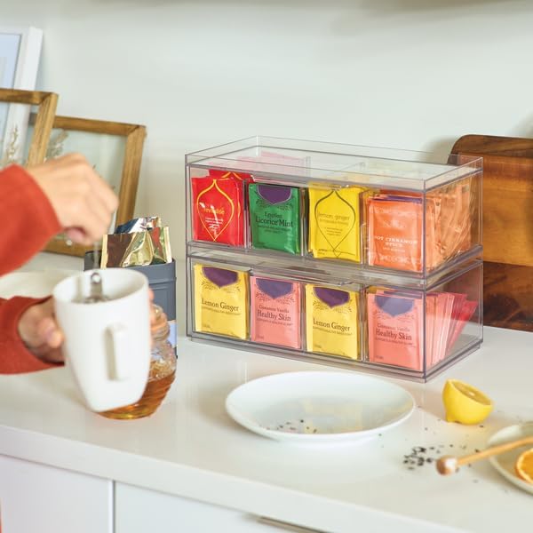 iDesign XL Tea Bag Organizer, 4-Section Clear Stackable, 4-Pack - Image 3