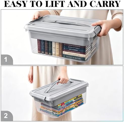 Yesland Portable Craft Storage Box with Removable Tray and Handle, 16x11x6.5 Inch Plastic Art Supply Organizer Container for Stationery, Sewing, Jewelry - Grey (Pack of 3) - Image 6
