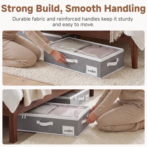 StorageWorks 5 Inch Low Profile Under Bed Storage Containers with Clear Lid - Image 4