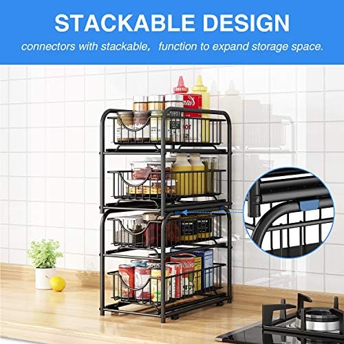 2-Tier Pull Out Organizer Under Sink Sliding Cabinet Rack,Black - Image 6