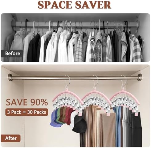 3 Pack Hat Hangers for Closet, Metal Hat Organizer for Baseball Caps - Image 3