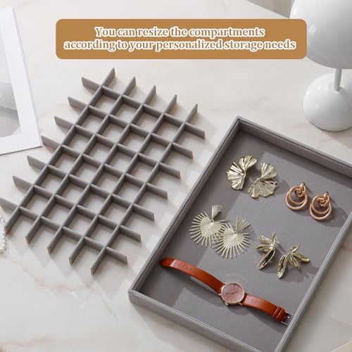 Large Velvet Jewelry Drawer Organizer Trays Set of 4, 48 Grids - Image 4