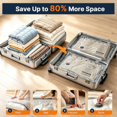 Travel Vacuum Bags with Rechargeable Pump: 4000mAh Portable Vacuum Sealer - Image 3