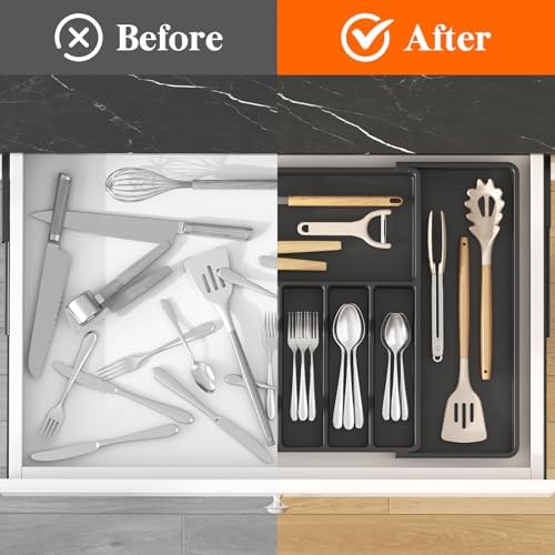 Lifewit Extra Large Silverware Drawer Organizer, Expandable Utensil Tray - Image 6