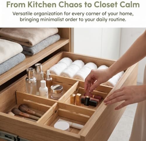 2pcs Adjustable Bamboo Drawer Dividers with Magnetic Expandable Design - Image 3