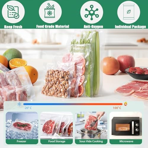 Vacuum Sealer Bags for Food - 200 Pack 6"x10" Precut | Commercial Grade BPA-Free | 6X Freshness | Airtight Storage | Fits All Clamp Machines | For Food Saver, Freezer & Sous Vide - Image 4