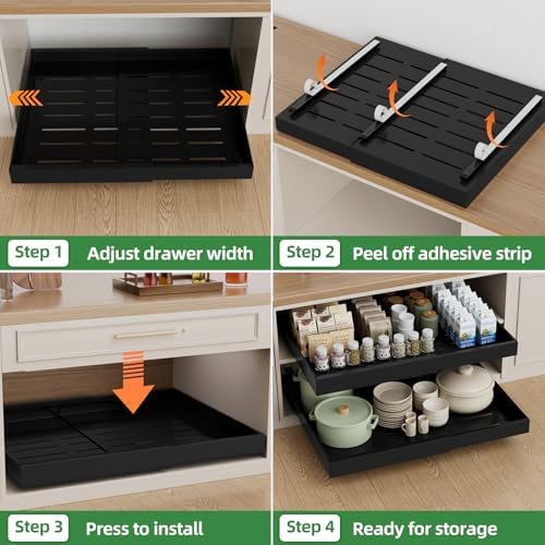 PAKETA 4 Pack Expandable Pull Out Cabinet Organizer,21" Deep - Image 6