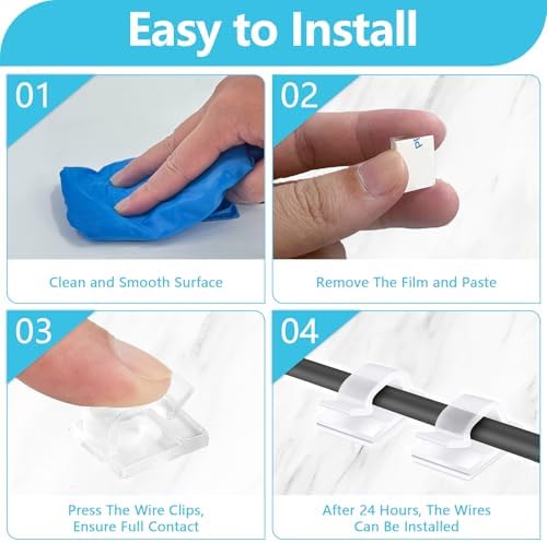 100PCS Cable Clips, Abnii Adhesive Wire Clips Cord Organizer, Large - Image 4