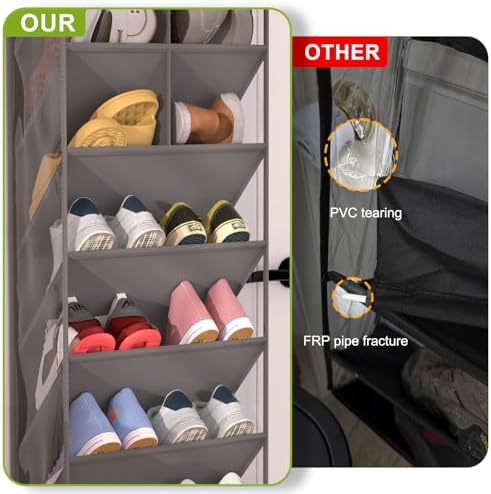 Over the Door Shoe Organizer for 16-20 Pairs, Gray - Image 7