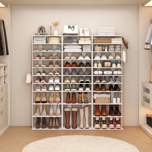 HOMEFORT 10-Tier Corner Shoe Tower - Double Rows, Slim Shoe Stand for 20 Pairs - Entryway, Hallway, Closet (White) - Image 2