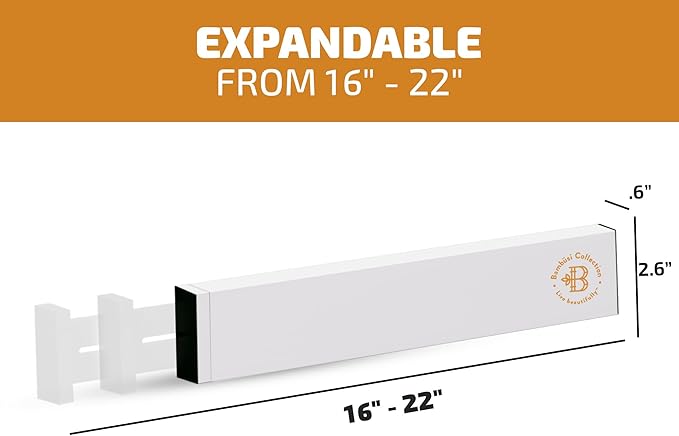 4-Pack Drawer Dividers - 2.6 Inches High, Adjustable 16 to 22 Inches Bamboo Drawer Organizer, Large Expandable Separator for Clothes, Dresser, Bedroom, Bathroom, Baby, Office, Kitchen Utensils, White