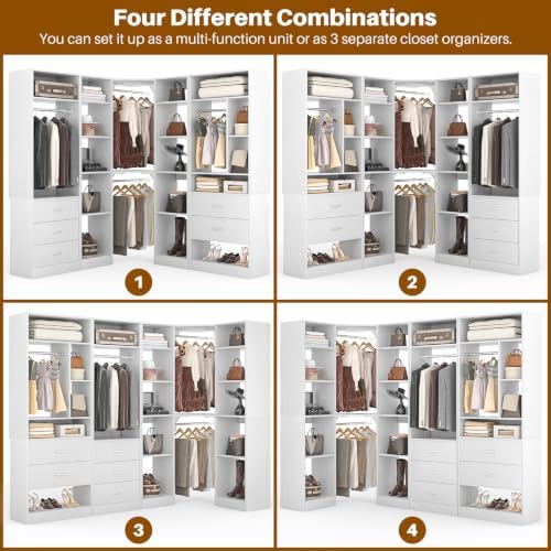 Besiost Corner Closet System with 5 Drawers, Closet Organizer Systems - Image 6