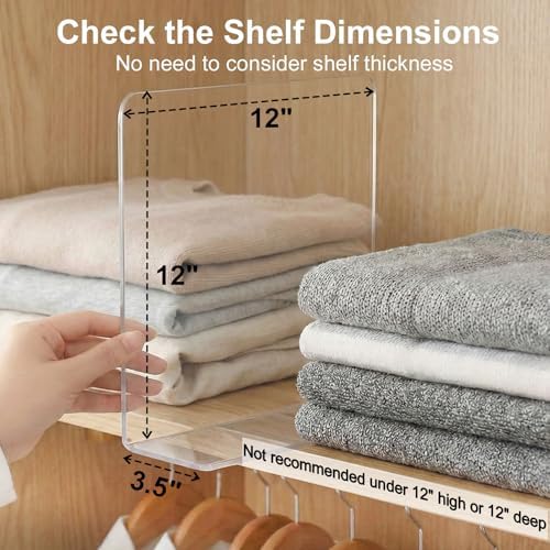 SortNStore Shelf Dividers Closet Organization: 12" Tall x 12" Deep (Taller) - Image 2