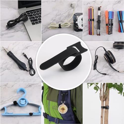 Nettbe Reusable Cable Ties, 126 PCS 8 Inches Adjustable Cord Straps Wire Organizer Cord Wrap and Hook Loop Cable Management - Image 3