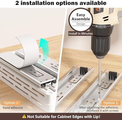 Pull Out Spice Rack Organizer for Cabinet, 2 Pack Slide Out Spice Racks Organizer, Spice Cabinet Organizers, Cabinet Size Need:12'' Highx11'' Deepx5'' Wide,Hold 10 Spice Jar Each Tier-2Tier, White - Image 2