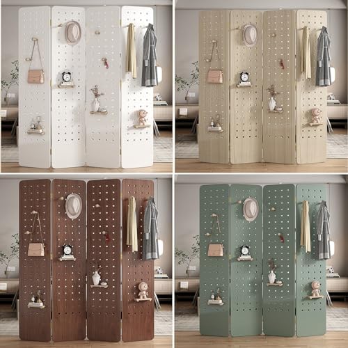 Foldable Pegboard Room Divider - 3/4 Panels Privacy Screen with Storage Rack for Craft and Art Displays(Green,4 Panel) - Image 7