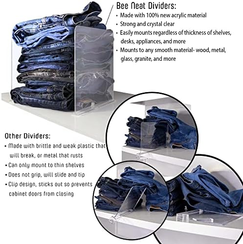 Bee Neat Closet Acrylic Shelf Dividers, Closet Organizer, 6 Pack, 8" x11 ⅝ - Image 2