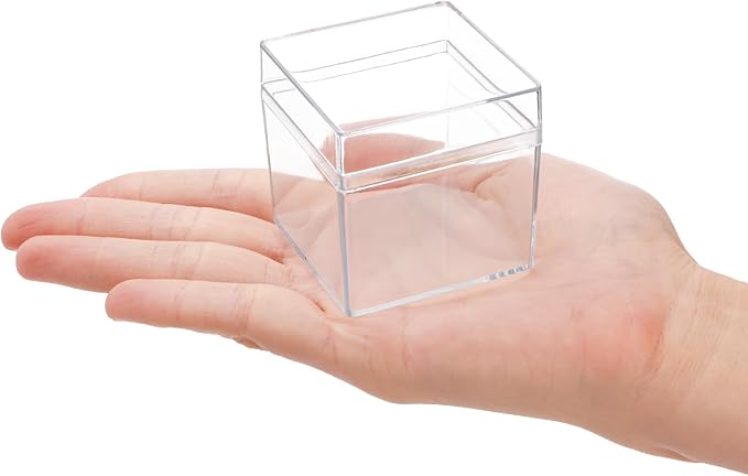 Okllen 36 Pack Acrylic Boxes with Lid, Clear Square Cubes Treat Gift Boxes Candy Storage Container for Candy, Little Trinkets, Jewelry, Party Favor, 2''x2''x2''/5x5x5CM