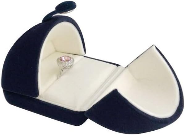 Elegant Blue Velvet Ring Box for Engagement Wedding Birthday Anniversary Valentine's Day Present Gift Luxurious Jewelry Case Storage Display Packaging Shows (Jewelry is not included)