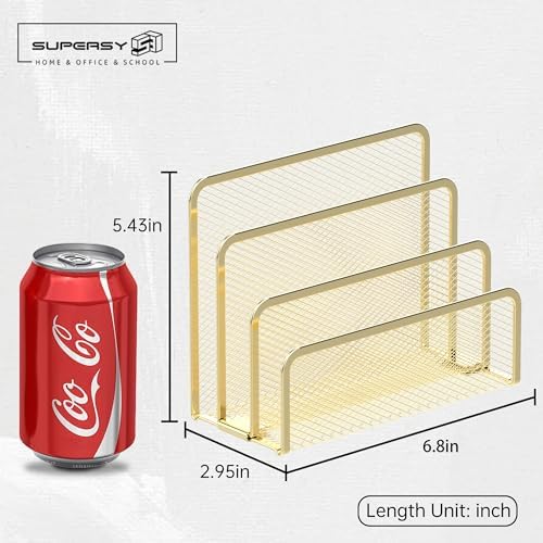Mail Organizer Countertop for Desk, Mail File Holder with 3-Slot, Gold - Image 3
