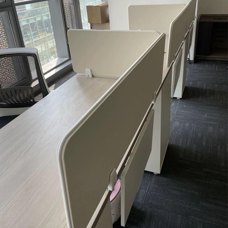 2 Set Freestanding Panel with 2 Clips, Removable Stand Up Desk Divider, Table Privacy Partition Board for Library Workstation(Beige,11.8x23.6in) - Image 2