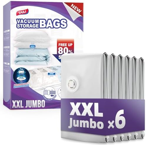 TAILI 6 Pack Vacuum Storage Bags, XXL Jumbo (47x39 Inch), Cream by TAILI