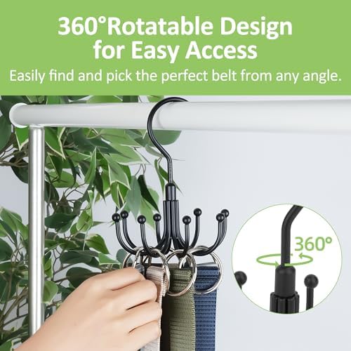 2 Pack Belt Hangers for Closet, Rotating Belt Organizer, Holds 48 Belts - Image 2