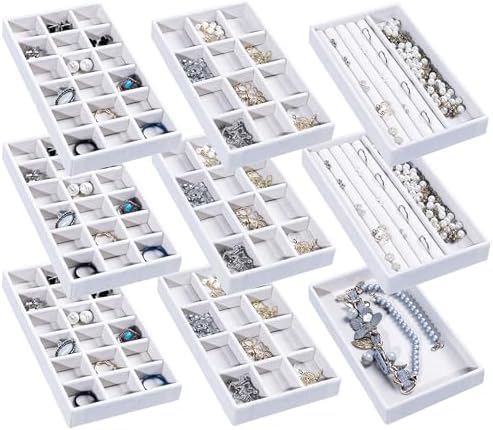 Frebeauty Jewelry Trays for Drawer,Set of 9 Jewelry Organizer and Storage by Frebeauty