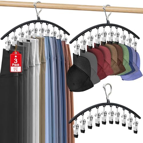 3 Pack Hat Hangers for Closet, Metal Hat Organizer for Baseball Caps by Eunhdet