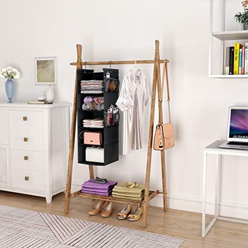 MAX Houser 5-Shelf Hanging Closet Organizer with 4 Side Pockets, Black - Image 2