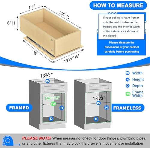 WelFurGeer Soft Close Pull Out Drawers for Cabinets, 11" W x 22" D Pull Out Cabinet Organizer, Smooth Slide-Out Shelves for Kitchen Cabinets, Durable Pullout Drawers for Home & Kitchen Organization - Image 3