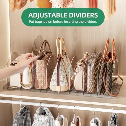 JOYZAN Purse Organizer for Closet, Adjustable Shelf Dividers for Closet Organizer Clear Acrylic Closet Purse Organizer Detachable Handbag Storage Separator Dividers for Home, Office - 4 Pack - Image 4