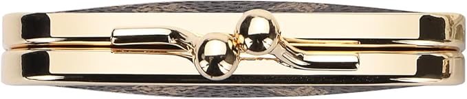Royal Bagger Mini Ultra-Thin Jewelry Box & Kiss Lock Purse – Signature Coated Canvas, Women's Essential 8120 (Coffee)