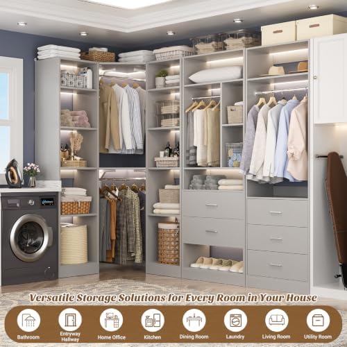 Besiost Corner Closet System with 5 Drawers, Closet Organizer Systems - Image 6