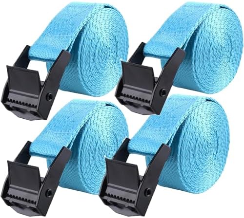 4pcs Lashing Straps 59"x1" Tie Down Straps with Adjustable Heavy Duty Cam Buckles for Kayak, Cargo, Luggage, Cinch, Canoe, Bicycles, Motorcycles, TruckSecure Straps （Sky Blue） by findtherighttoolforyou