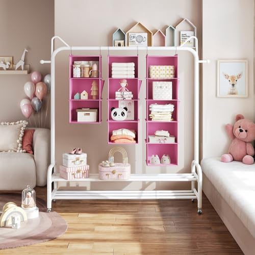 YOUDENOVA Hanging Closet Organizer and Storage, 5-Shelf, Light Pink - Image 5
