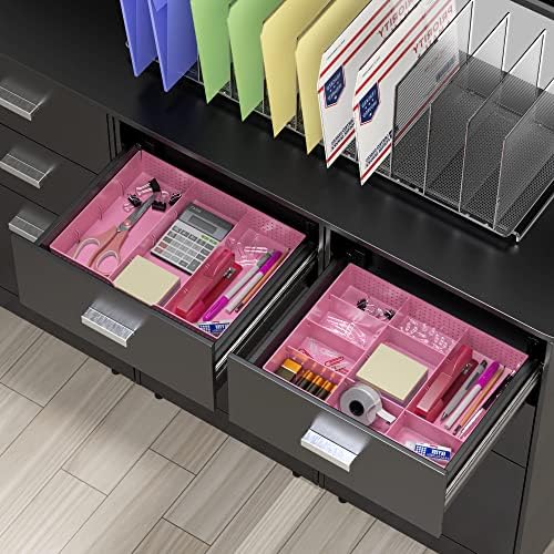 Simple Houseware Drawer Organizer Tray, 9 Adjustable Compartments, Pink - Image 2