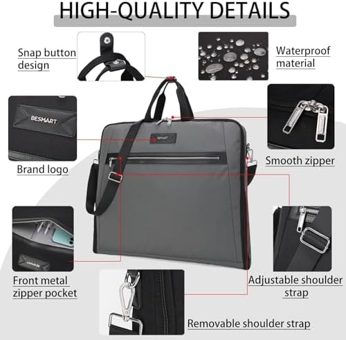 BESMART Garment Bags for Travel, 51" Large Suit Bag for Business Trips - Image 4