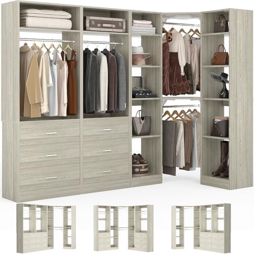 Besiost Corner Closet System with 6 Drawers, Corner Closet Organizer System by Besiost