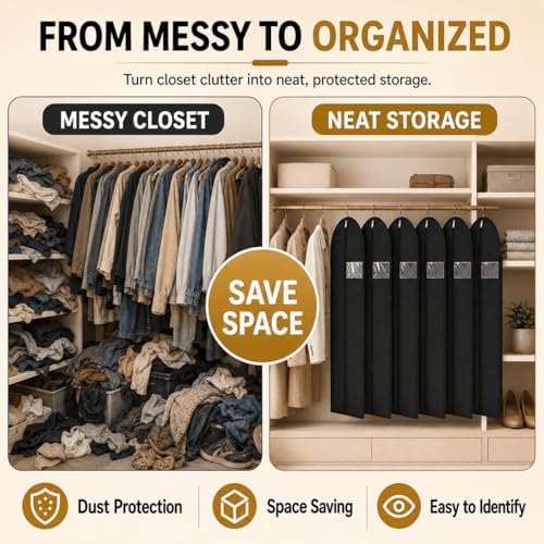 71-Inch Waterproof Garment Bags for Gowns, 2 Pack, Black and White - Image 4