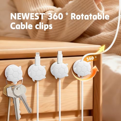 Rotatable Cable Clips, 8 Pack Cord Holder for Nightstand White - Image 3