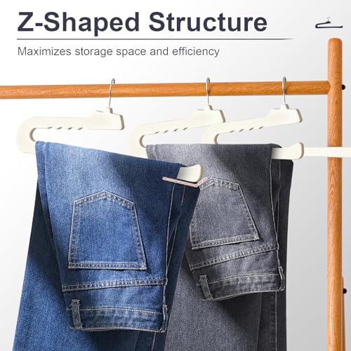 Velvet Pants Hangers - 8 Pack White Non Slip Open Ended Hanger with 360 Swivel Hook - Closet Space Saving Hanger for Heavy Pants, Jeans, Trousers, Scarf - Image 5