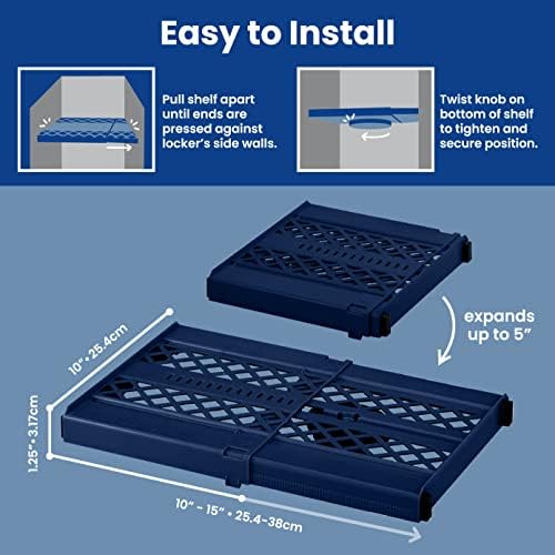 LockerMate Adjust-A-Shelf Locker Shelf, School Organizer, Blue - Image 3