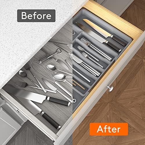 Lifewit Extra Large Silverware Drawer Organizer, Expandable Utensil Tray - Image 6