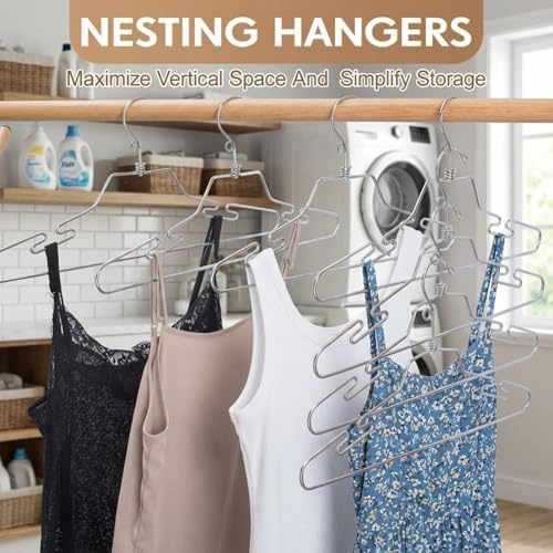 Space Saving Hangers for Closet, 20 Pack Stackable Metal Hangers, Vertical Closet Organizer for Small Dorm, Apartment, Multi-Layer Lingerie Hanger for Tank Tops, Bras and Outfits - Image 3