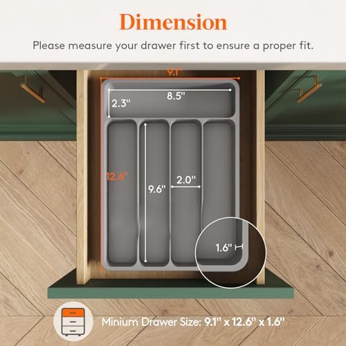 Lifewit Silverware Drawer Organizer Tray, Cutlery Storage for Kitchen - Image 2
