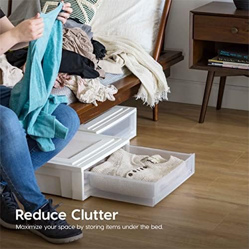 IRIS USA 4-Pack, 27 Qt. Under Bed Storage Bin with Sliding Drawers, White - Image 2