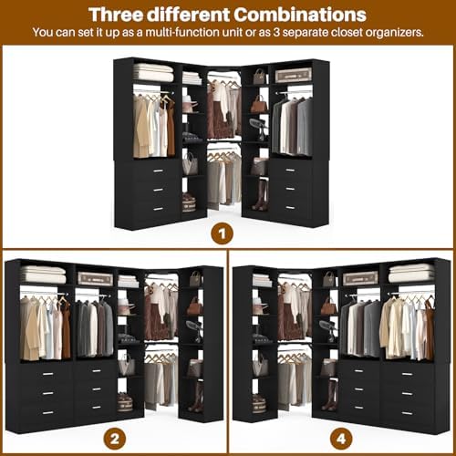 Besiost Corner Closet System with 6 Drawers, Corner Closet Organizer System - Image 5